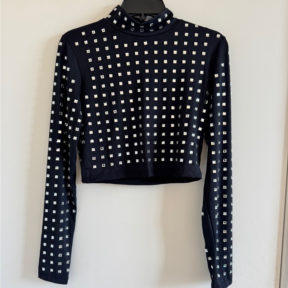 NWT Forever 21 Women's Rhinestone Cropped Sweater Top S